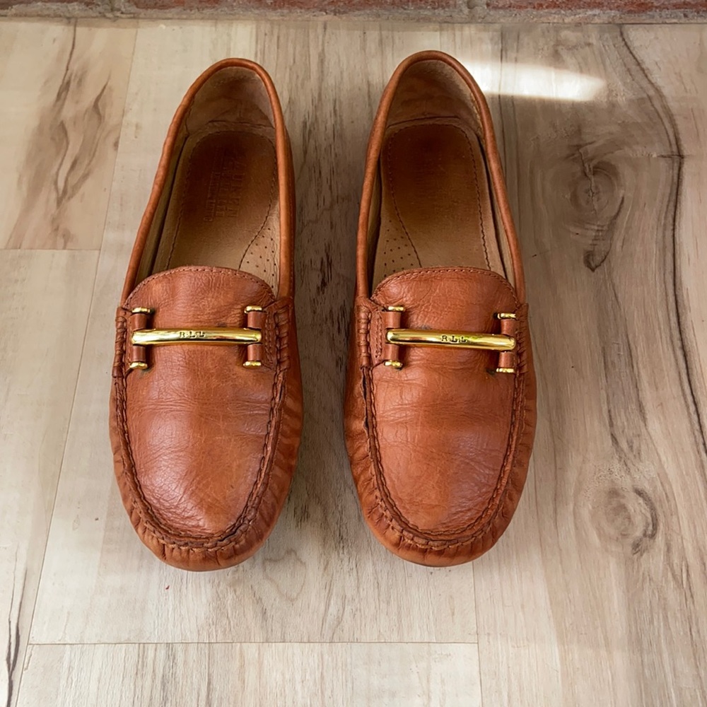 Brown Ralph Lauren Caliana Leather Driving Loafer, size 7.5